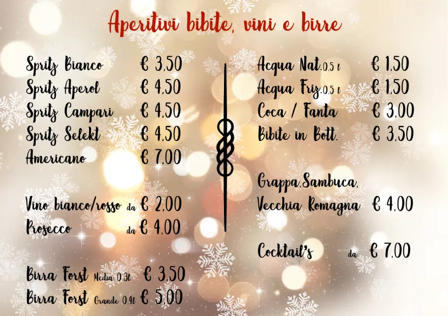 Listino online : Menu Listino prezzi  Bar Maja Bibione